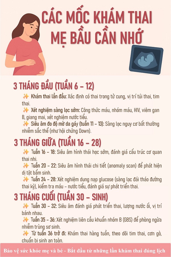 Các mốc khám thai quan trọng mẹ bầu cần ghi nhớ